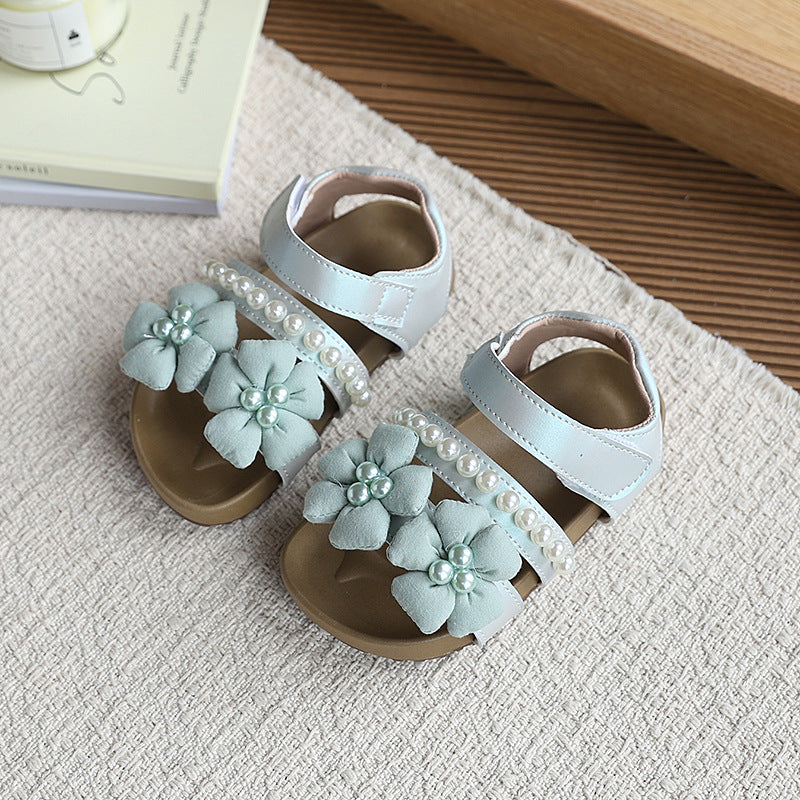 Vancahao girls' sandals - new summer collection: soft-soled beach sandals for kids, baby's single-strap floral princess sandals