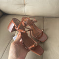 Spanish one-strap buckle 2025 spring new arrival black fashion european and american casual high heel open toe sandals women's shoes square toe