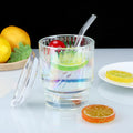 Trendy iridescent bamboo-style tumbler with airtight lid and straw - instagrammable, high-value glass water bottle - perfect for gifting