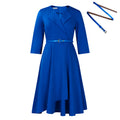 D524 women's foreign trade fashion dress - european & american style,  autumn/winter new collection, trendy v-neck solid color high-waisted african maxi dress