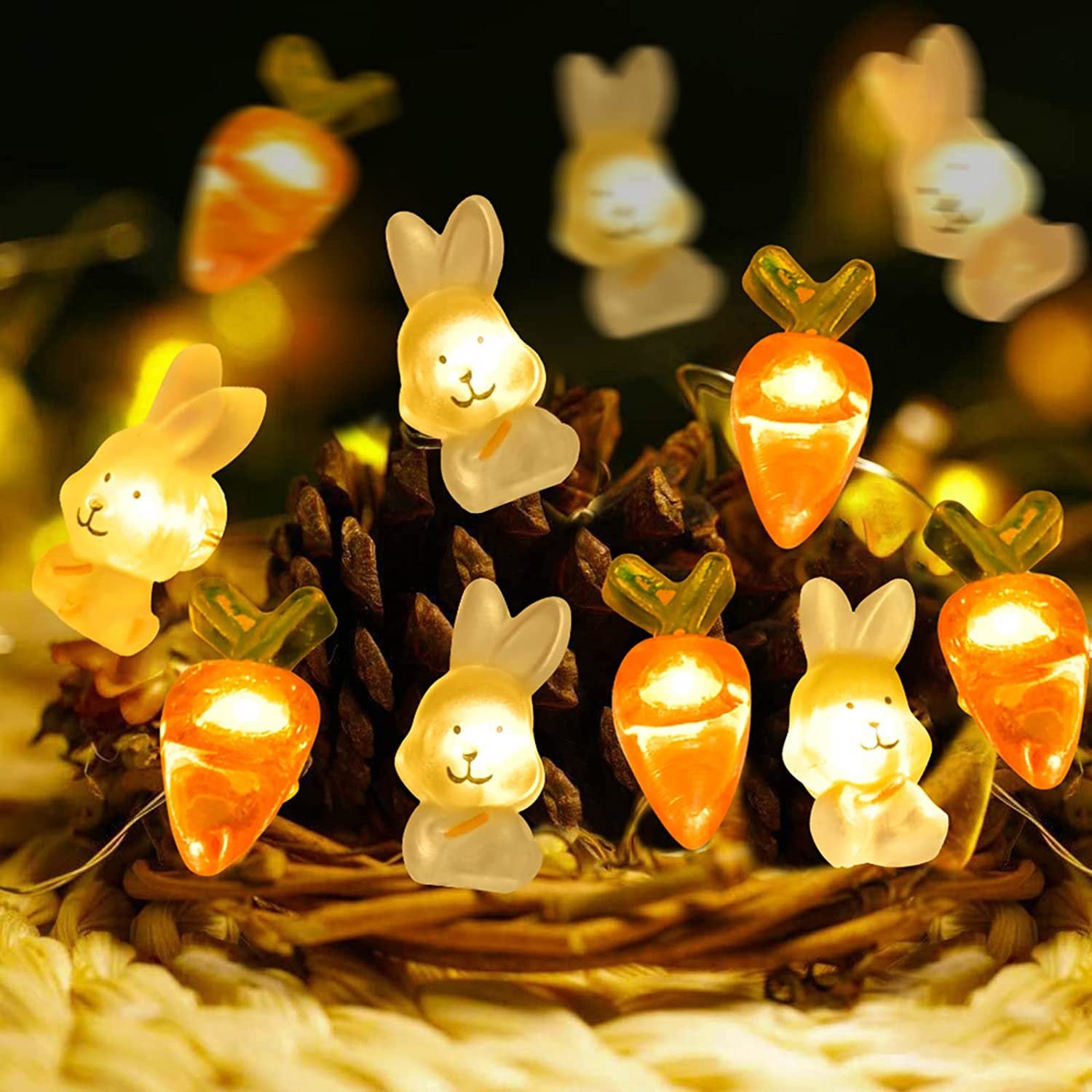 Cross-border new products, Easter carrot rabbit decorative lights, chick eggs, shell eggs, battery boxes, copper wire light strings.