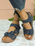 Plus size wedge heel roman retro sandals women's 2026 new hollow-out platform slide sandals beach women's sandals