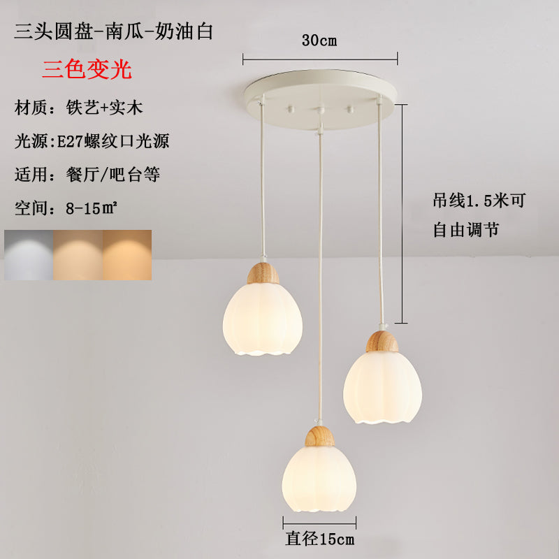 French Cream Wind Pumpkin Chandelier Designer Bar Lighting Simple Modern Creative Dining Table Art Restaurant Lights