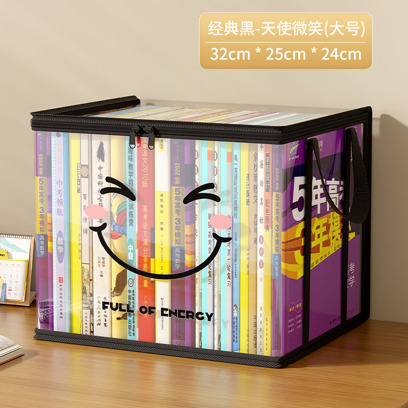Book storage box Classroom household dust-proof transparent book box bag Desktop bookshelf Old books Toy sorting storage bag