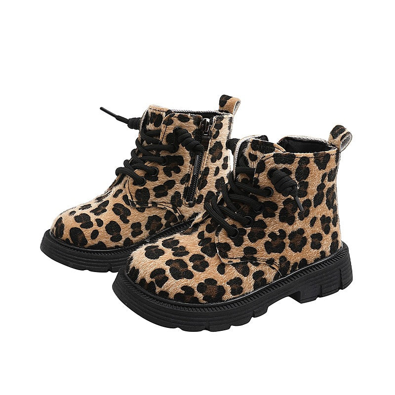 Fanka haomuplus size thick heel round toe leopard print short boots women's suede manufacturer in stockfall and winter women's boots