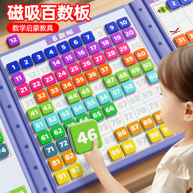 Magnetic number board - addition & subtraction learning tool - math enlightenment for first grade - counting to 100 - montessori educational toy for preschool
