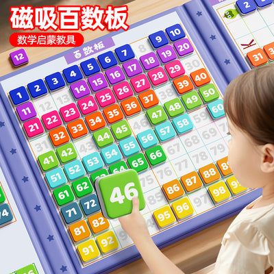 Magnetic number board - addition & subtraction learning tool - math enlightenment for first grade - counting to 100 - montessori educational toy for preschool