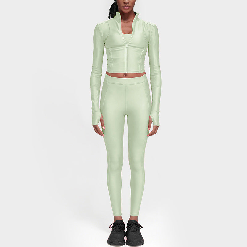 new arrival long-sleeve yoga top and bottom set - premium women's activewear two-piece workout outfit