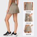 High-waisted pleated skort with pockets - anti-exposure lining - tennis skirt, fitness yoga skirt - dk382