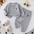 Amazon cross-border european and american girls' outfit: solid color knitted ribbed long-sleeve sweatshirt and sweatpants two-piece set for toddlers and young children