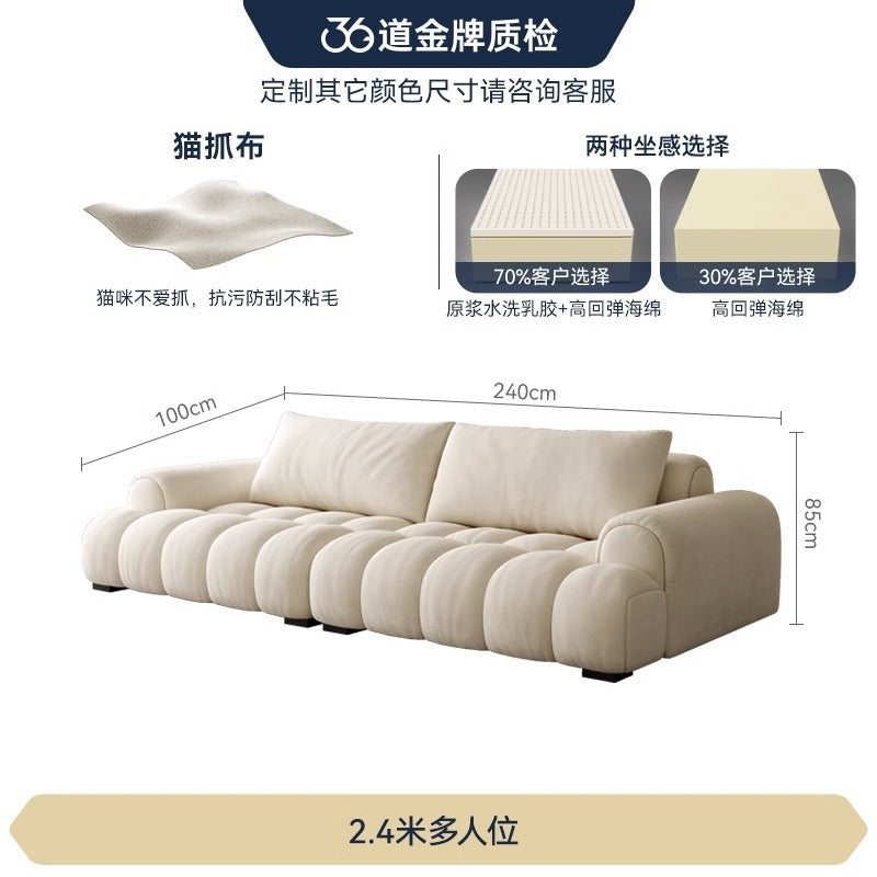 New cat scratching cloth puff french cream small apartment living room for home extremely simple row cat claw leather three-slot sofa