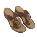 Temu cross-border new arrivalplus size women's wedge sandals fashion style gridscasualplaid polyurethane bottom