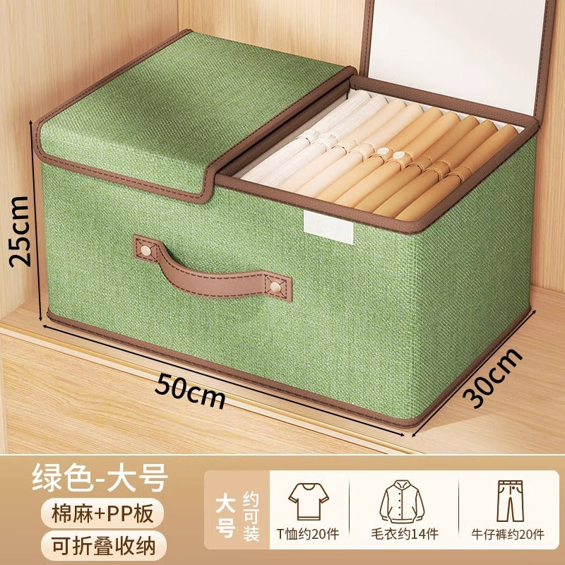 Clothes storage box Household wardrobe layered storage artifact with lid Clothes pants folding storage basket box