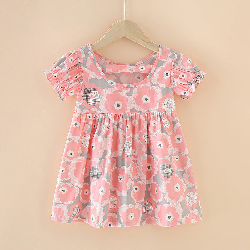 Spring & fallk-style children's clothing for children and girls, floral pastoral cotton baby a-line skirt, children's dress
