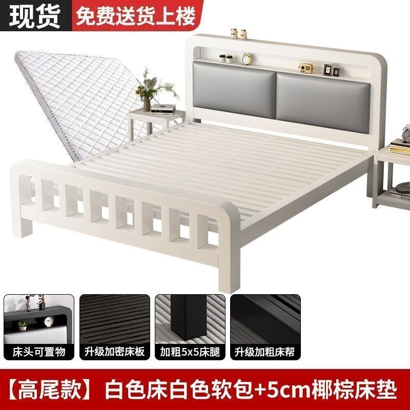 Iron frame bed double bed for home1.5 iron bed reinforced thickened1.8 economical kids single bed iron bed bedroom