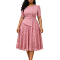 D637 european and american style women's clothing  summer new fashionable socialite lace patchwork high-waisted plus size faux two-piece dress