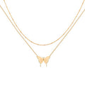 Amazon new jewelry butterfly pendant double layer rice beads butterfly necklace casual daily butterfly necklace