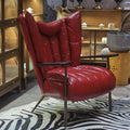 Foshan medieval style forged iron furniture single sofa chair retro oil wax leather casual cigar god of war tiger chair