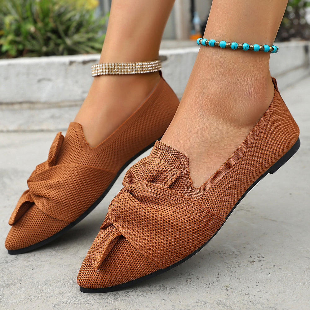 plus size spring autum pointed toe flatsflats new arrivalplus size fly woven slip-on casualflats women's shoes