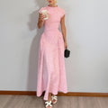 cross-border e-commerce european and american women's clothing: new summer collection - french polka dot round neck, slim-fit, a-line maxi dress