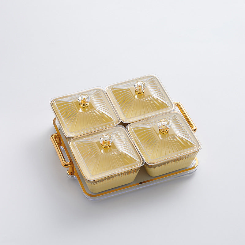 New arrival ceramic fruit plate living room high-looking dry fruit plate for homecandy plate moisture-proof covered snack plate wholesale