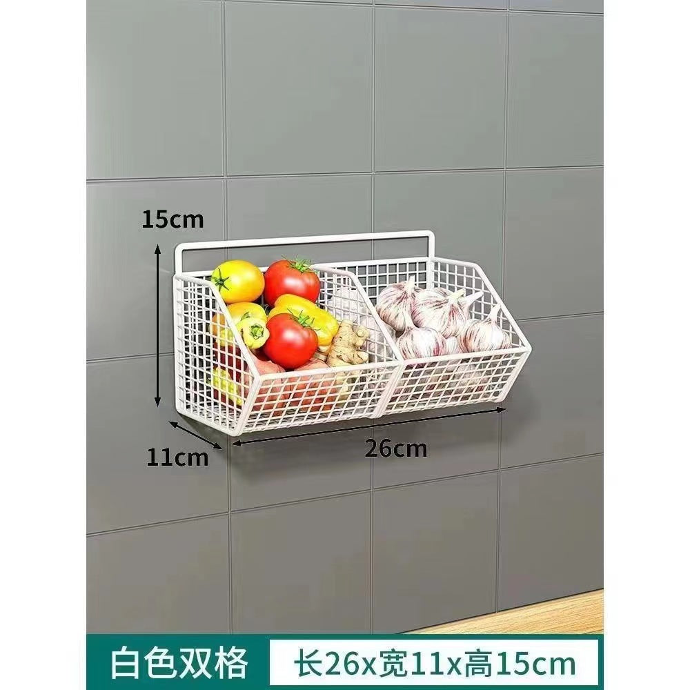 No punching onion ginger garlic storage box kitchen multi-functional shelf hanging vegetable basket seasoning wall hanging artifact