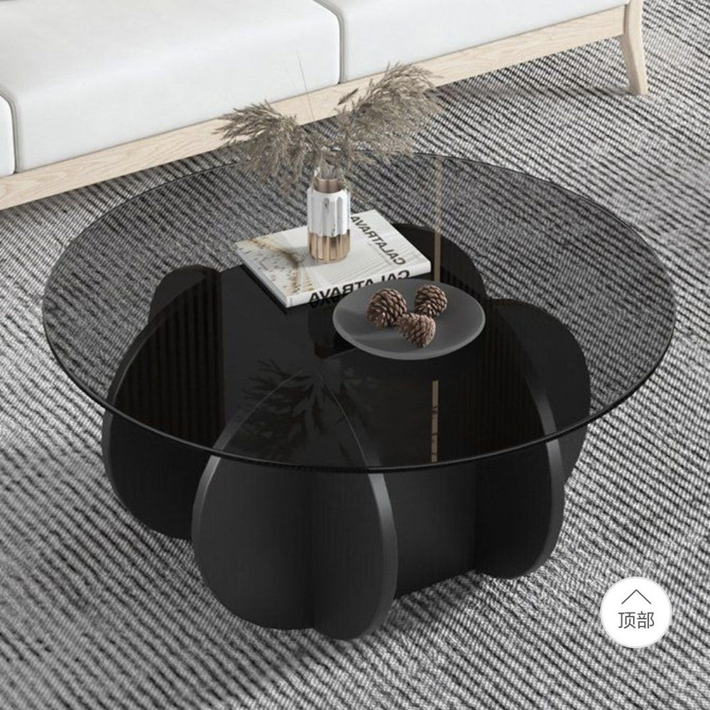 Accessible luxury tempered glass coffee table living room for home small apartment slate round popular creative normcore balcony tea table
