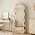 Cream style full-length mirror for home creative special-shaped wave dressing mirror retro high-end popular floor-standing fitting mirror