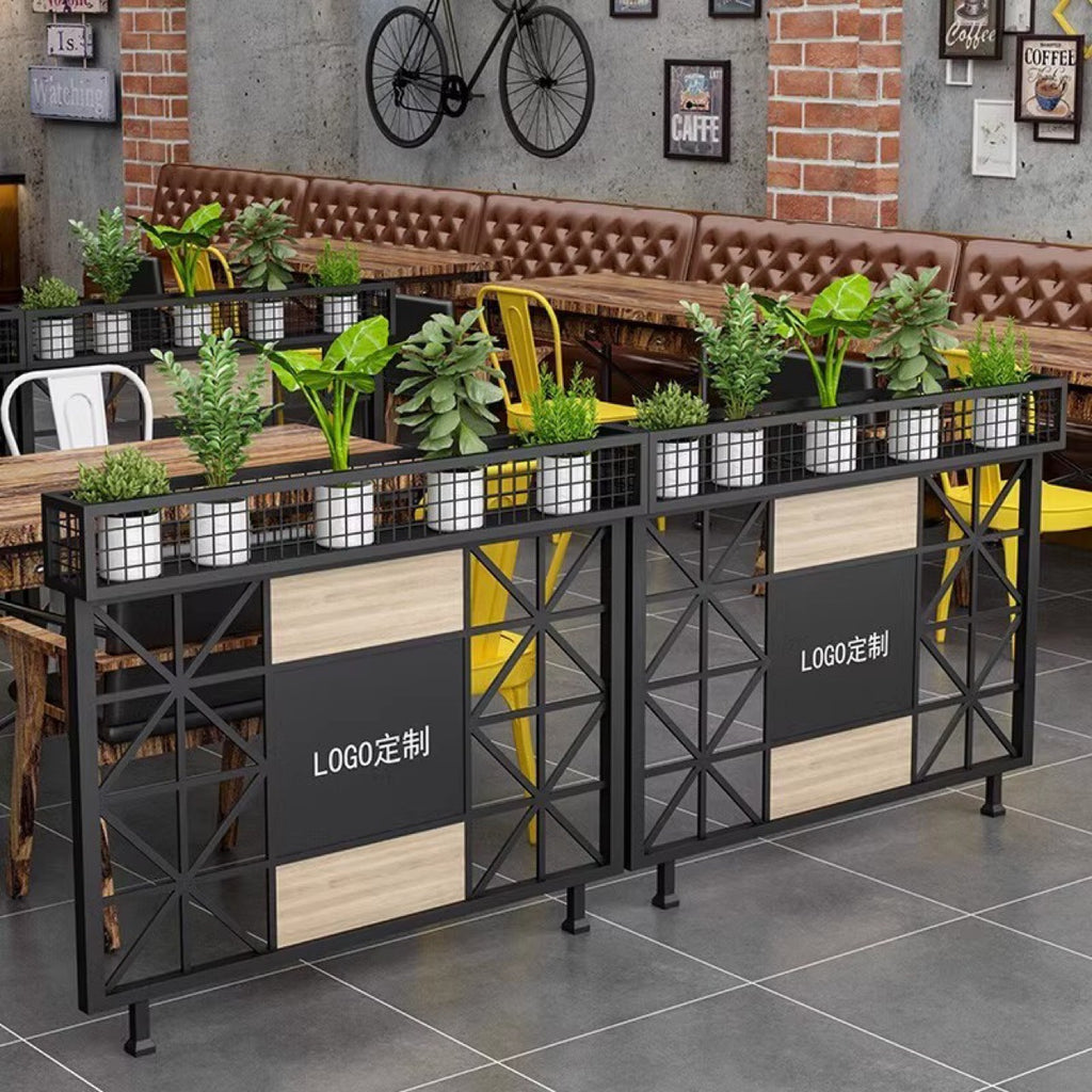 Nordic industrial style wrought iron partition flower stand restaurant aisle decorative screen milk tea shop card seat guardrail green plant fence
