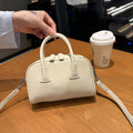 2026 bowling bag genuine leather boston bag first layer cowhide shoulder crossbody small bag k-style satchel bag women's bag