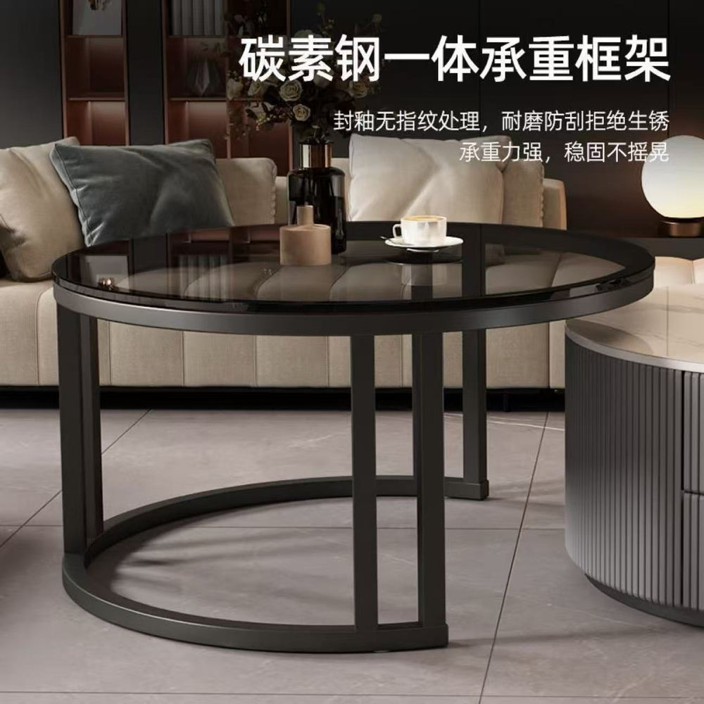 Rock slab coffee table living room for homecasual modern small apartment new arrivalaccessible luxury double-layer telescopic round side table tea table