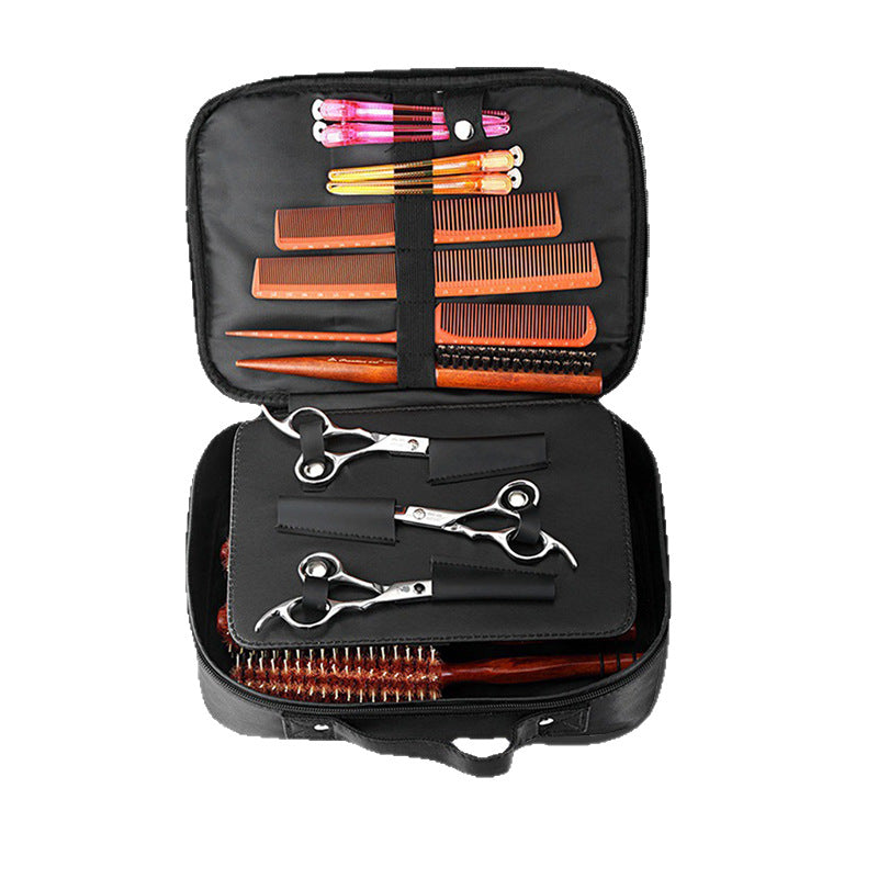 New lychee leather hairdressing tool bag - multifunctional storage pouch for scissors, combs, and more - large capacity barber tool kit