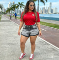 European and american women's high-waisted casual shorts - new  cross-border women's fashion streetwear gradient denim hot pants