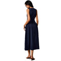 european and american cross-border sleeveless single-breasted new long dress - elegant tie-waist dress