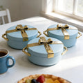 Hot-selling export-grade gold-rimmed gift food container with insulated box, available in 2.5l, 3l, and 3.5l sizes. the perfect insulated tableware gift set