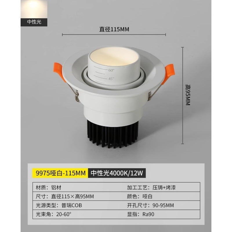 Focusing spotlights Embedded headless lighting Elephant trunk lights Home living room downlights Adjustable angle aisle lights 1