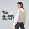 Fall and winterfleece-linedheattech yoga wear half-zip hooded sweatshirt outdoor fitness loose sports tops women's daw139
