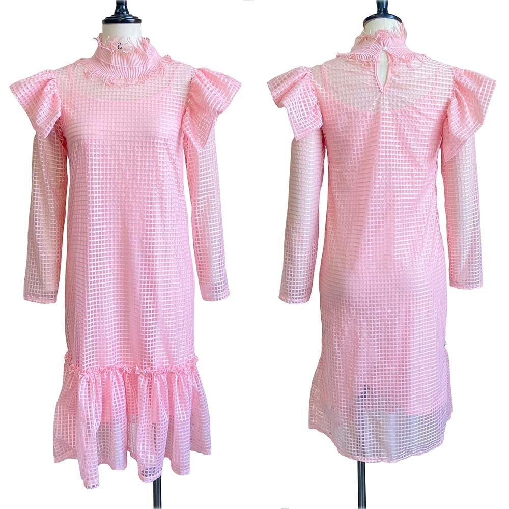 D162   new cross-border women's fashion hollow-out long sleeve cover-up camisole dress two-piece set, european and american style dress