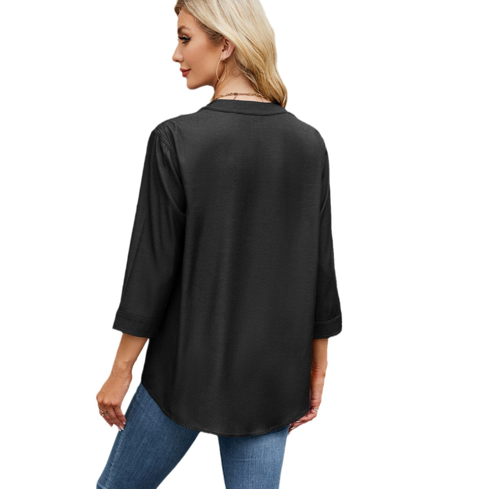 European and american cross-border e-commerce  women's spring/summer new arrivals:  &  casual loose-fit denim-look long shirt