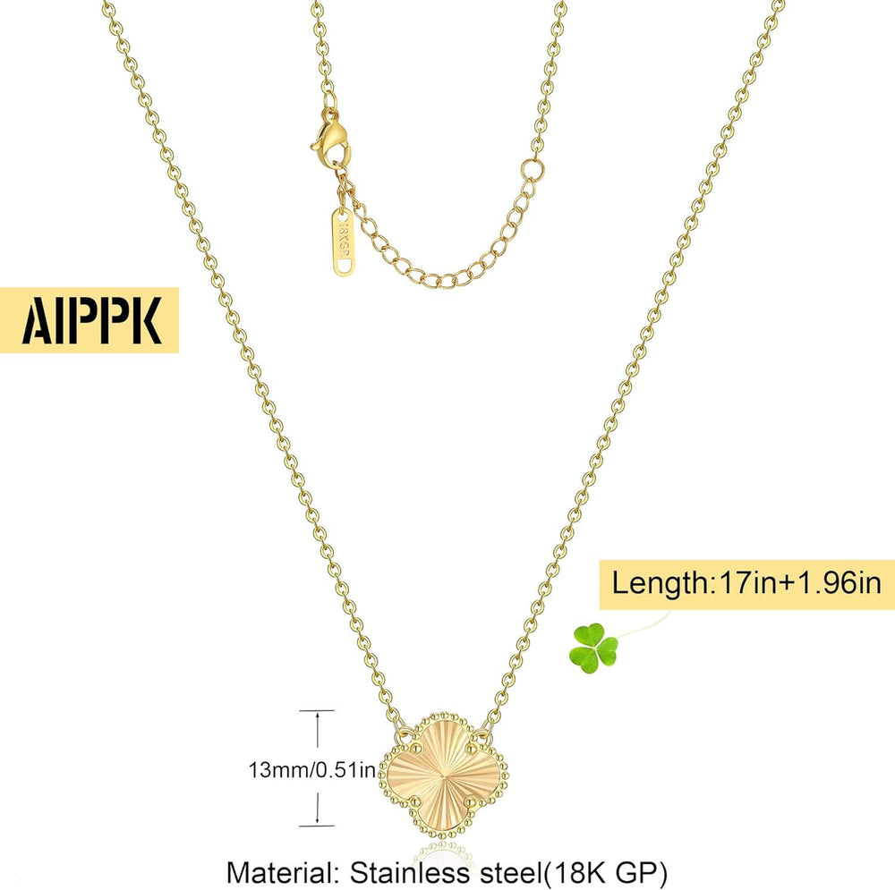 Lucky 18k gold plated four-leaf clover necklace - new women's fashionable and elegant clavicle chain, simple and versatile titanium steel pendant