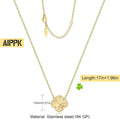 Lucky 18k gold plated four-leaf clover necklace - new women's fashionable and elegant clavicle chain, simple and versatile titanium steel pendant