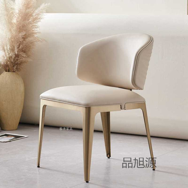 Nordic Villa Light Luxury Stainless Steel Dining Chair Designer Leisure Backrest Chair Premium Skin Sense Silicone Leather Dining Chair