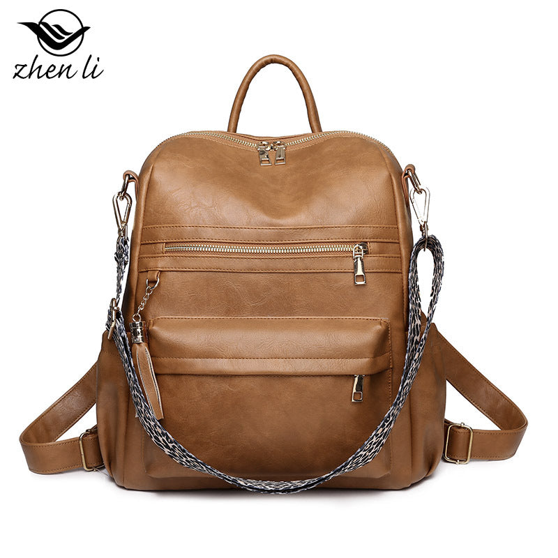 Cross-border bags backpack large capacity trend retro backpack soft leather dual-purpose shoulder bag women's backpack