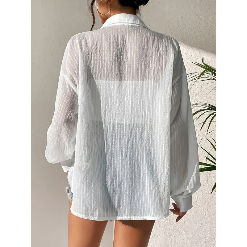 coded new arrival  women's light and translucent whiteoutwear, cardigan sun protection clothing shirt