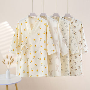 Class a pure cottonkids pajamassummer thin bath towel bathrobe baby cartoon home clothes nightgown air conditioning clothes yh