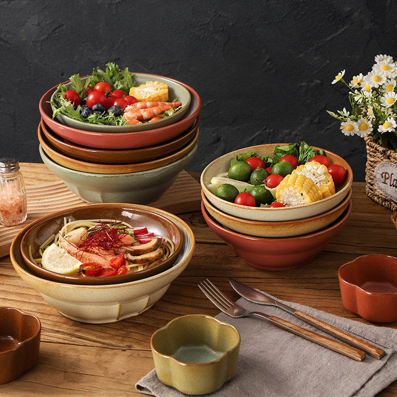 Vintage aesthetic ceramic rice & dessert bowl - high-end tableware for restaurants & hotels - fruit salad, snack, and breakfast bowl