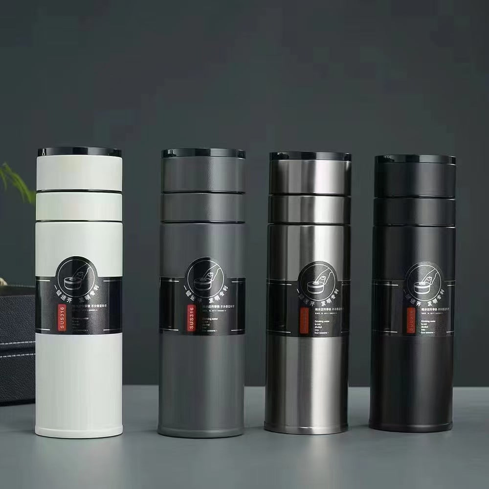 New one-touch open car tea cup, 316 stainless steel insulated mug, business style tea infuser gift cup