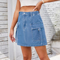 Wishfashion cross-border export women's clothing  independent station is it hard to wash denim workwear short skirt skirt