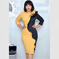 supply  modified  african plus size women's clothing two-color patchwork chest pleated long-sleeved dress