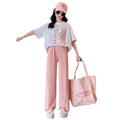 Girls' short-sleeve t-shirt set - summer  new collection - girls' summer clothing - kids' summer outfits - girls' summer apparel (big girls)